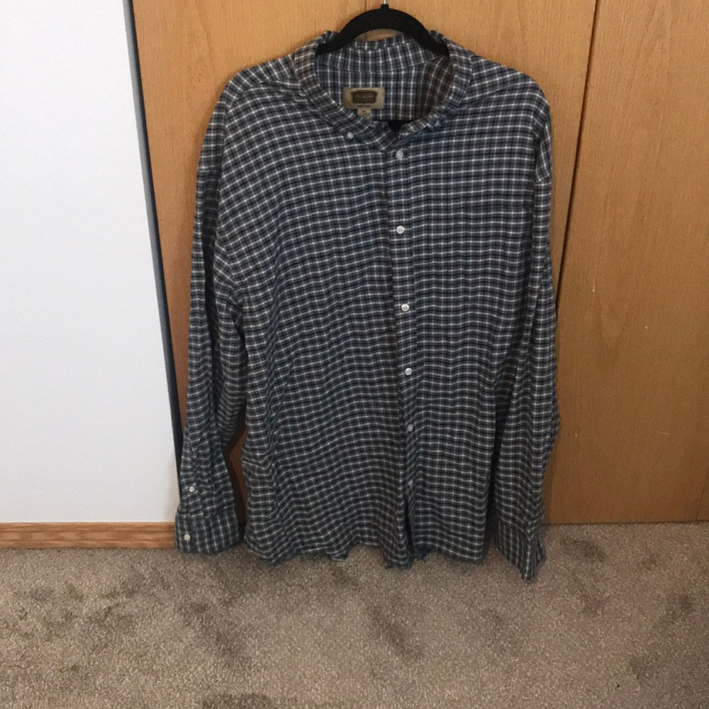 Mens plus size plaid button up long sleeve shirt